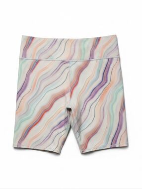 Athleta Women's Love Proudly 7" Bike Shorts Rainbow Pastel Tie-Dye Pattern-Sz XL